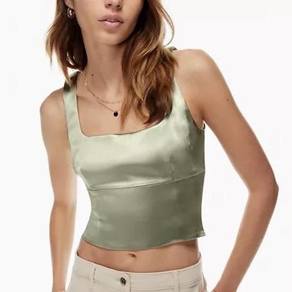 Aritzia Wilfred Succulent green bustier top